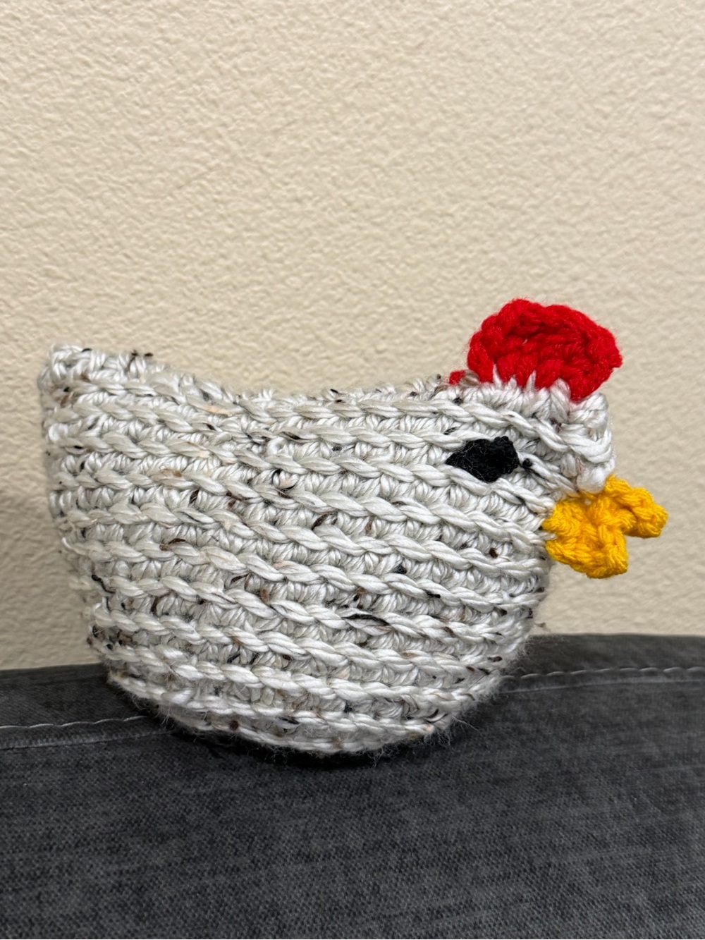 Handmade Cream Crochet Chicken Plush - Kids Accessory